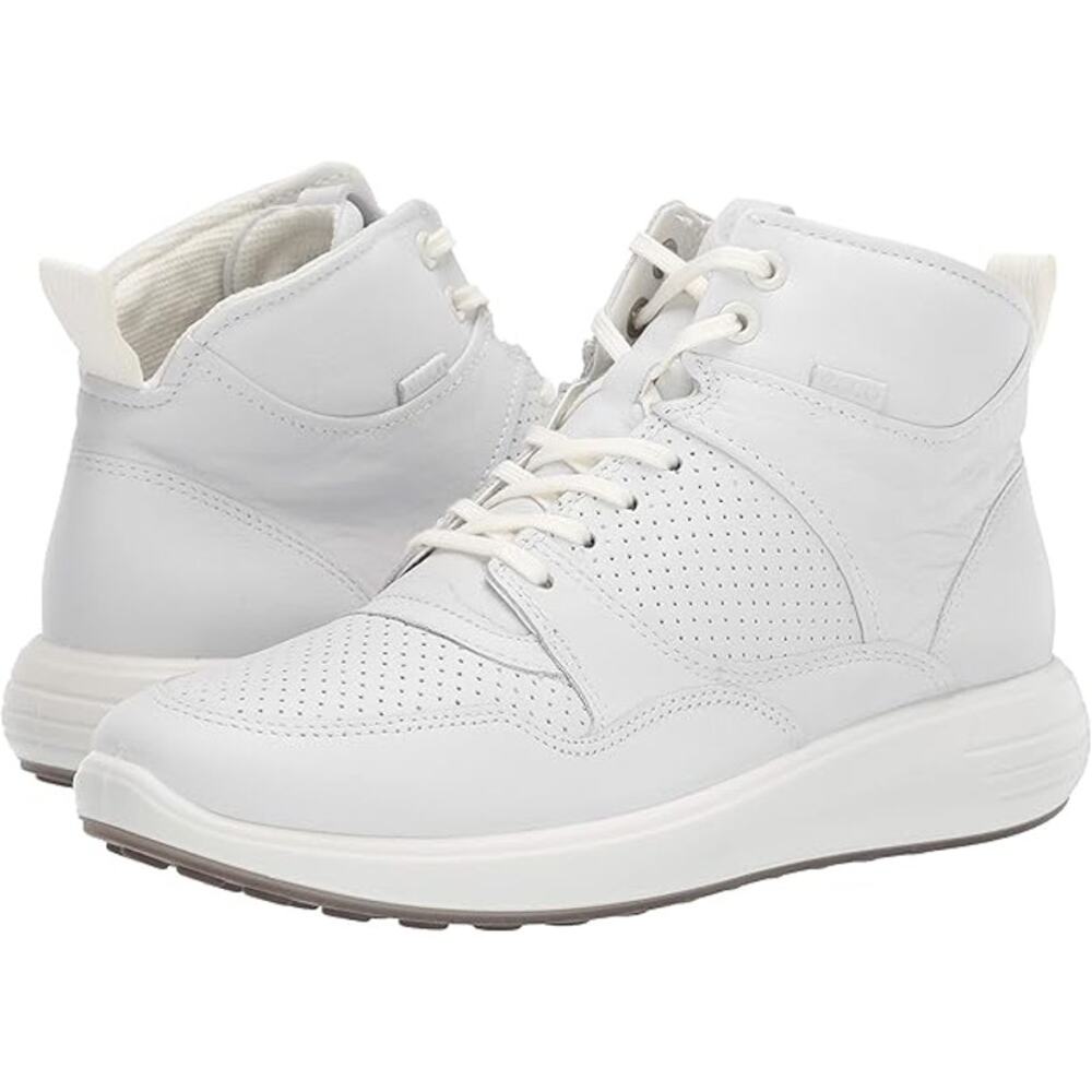 Ecco Leather Soft 7 Runner High-Top Trainers Sneakers White Women's Size 11